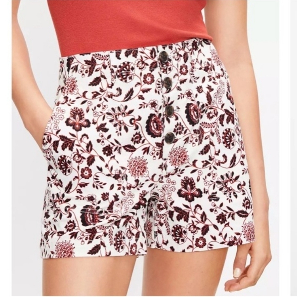 Loft floral high rise button front shorts